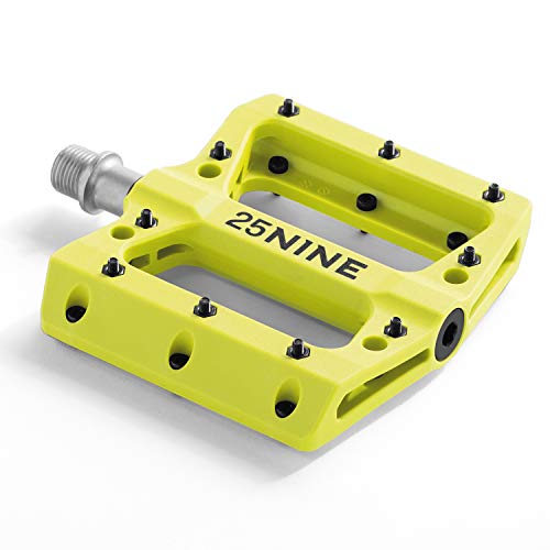 25NINE Bushido BMX Platform Pedals - Durable Thermoplastic Bike Pedals for BMX and MTB - Yellow