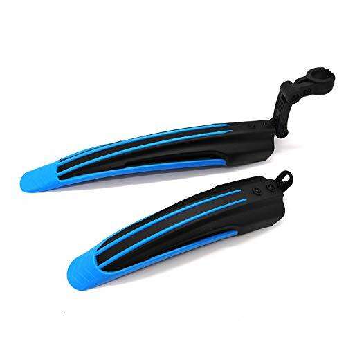 BlueSunshine Adjustable Road Mountain Bike Bicycle Cycling Tire Front/Rear Mud Guards Mudguard Fenders Set (Blue + Black)