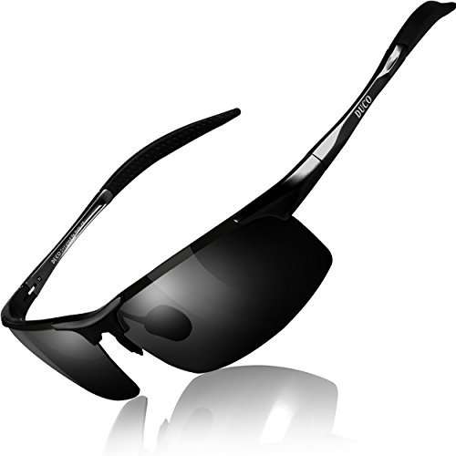 DUCO Mens Sports Polarized Sunglasses UV Protection Sunglasses for Men 8177s(Gunmetal Frame Gray Lens)