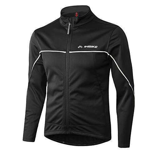 INBIKE Men’s Cycling Jacket, Winter Fleece Thermal Windproof Soft Shell Wind Coat (L, TJJ) Black