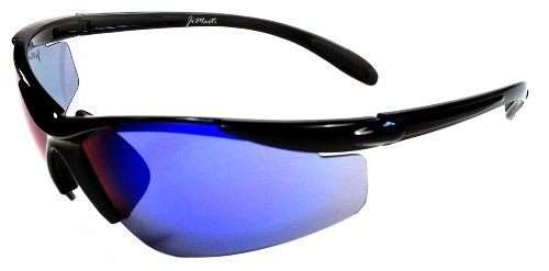 JiMarti JM01 Sunglasses for Golf, Fishing, Cycling-Unbreakable-TR90 (Black & Blue Mirror)