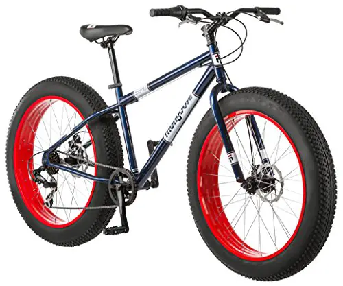 Mongoose Dolomite Fat Tire Mens Mountain Bike,17-Inch/Medium High-Tensile Steel Frame, 7-Speed, 26-inch Wheels, Navy Blue