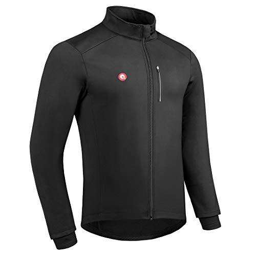 Przewalski Cycling Bike Jackets for Men Winter Thermal Running Jacket Windproof Breathable Reflective Softshell Windbreaker (Medium,Black)