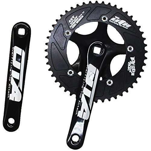 Single Speed Crankset 48T 170mm Crankarms 130 BCD Litepro Folding Bike Crankset with Protective Cover for Single Speed Bike, Track Road Bicycle, Fixed Gear, Fixie, Dahon (Square Taper, Black)