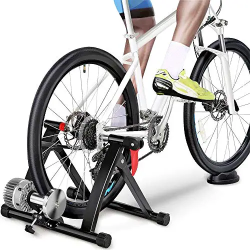 Yaheetech Fluid Bike Trainer Stand Indoor Bicycle Exercise Stand Mountain & Road Bike Portable Foldable Cycling Training Stand w/Fluid Flywheel,Quick-Release,Riser Block & Noise Reduction